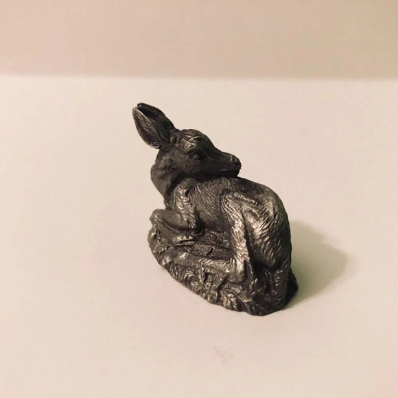 1981  Jane Lunger Pewter The Fawn Franklin Mint Woodland Animal Mini Figurine - Picture 2 of 9